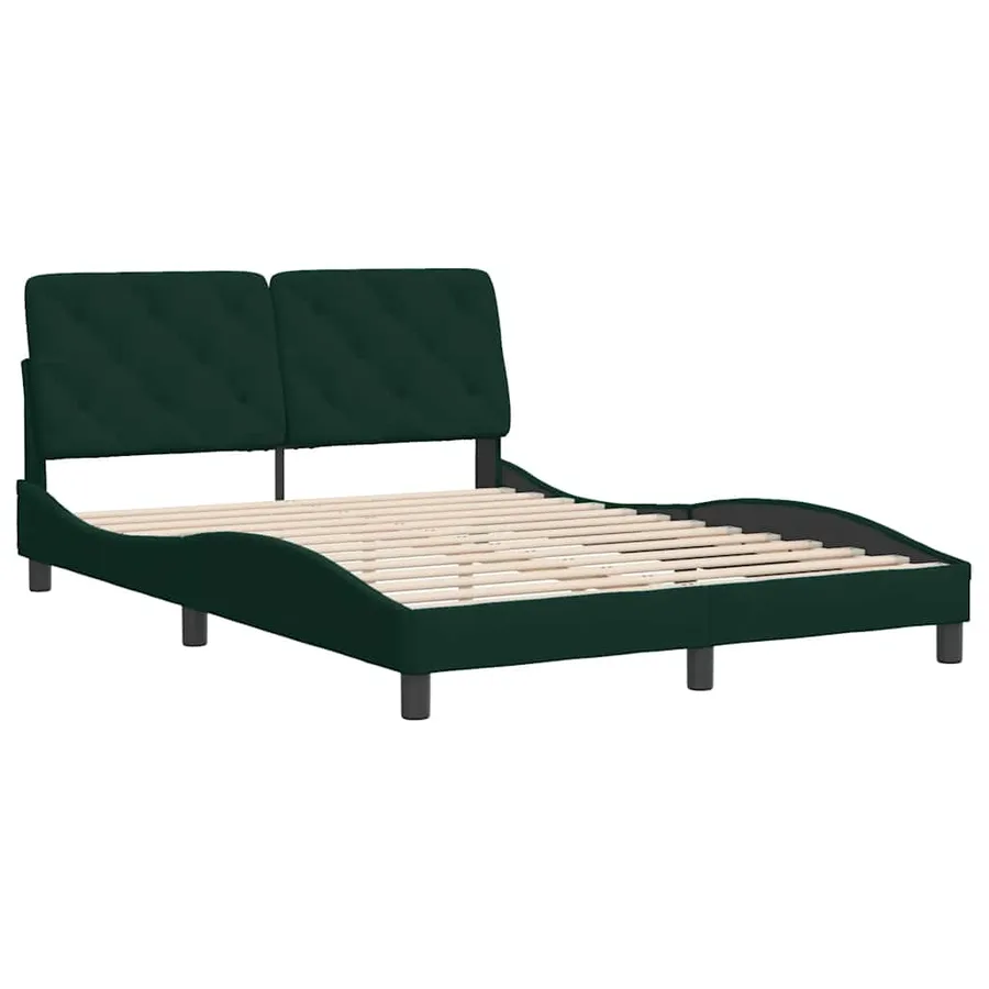 Cadre de lit sans matelas vert foncé 120x200 cm velours - 3