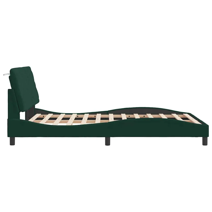 Cadre de lit sans matelas vert foncé 120x200 cm velours - 6