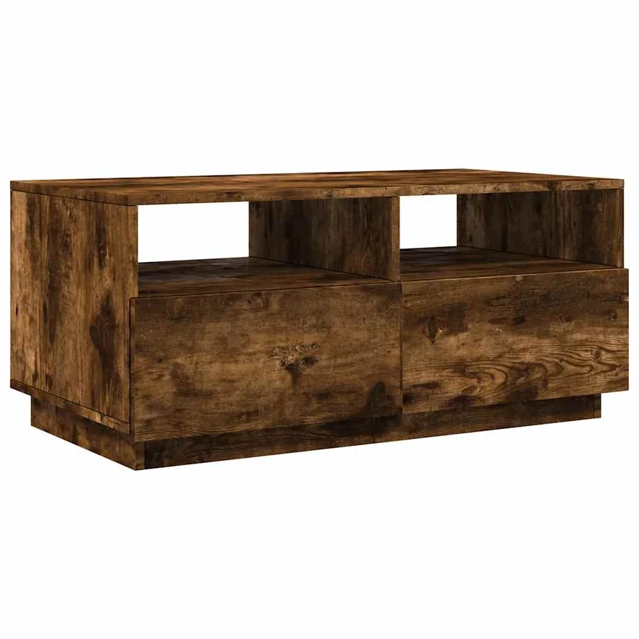 Table basse avec lumières LED chêne fumé 90x49x40 cm - 3