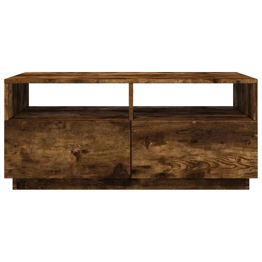 Table basse avec lumières LED chêne fumé 90x49x40 cm - 5