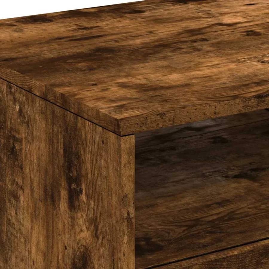 Table basse avec lumières LED chêne fumé 90x49x40 cm - 8