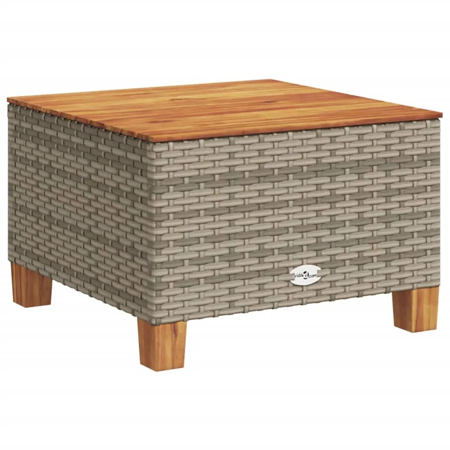 Table de jardin gris 55x55x36 cm résine tressée et bois acacia - 2