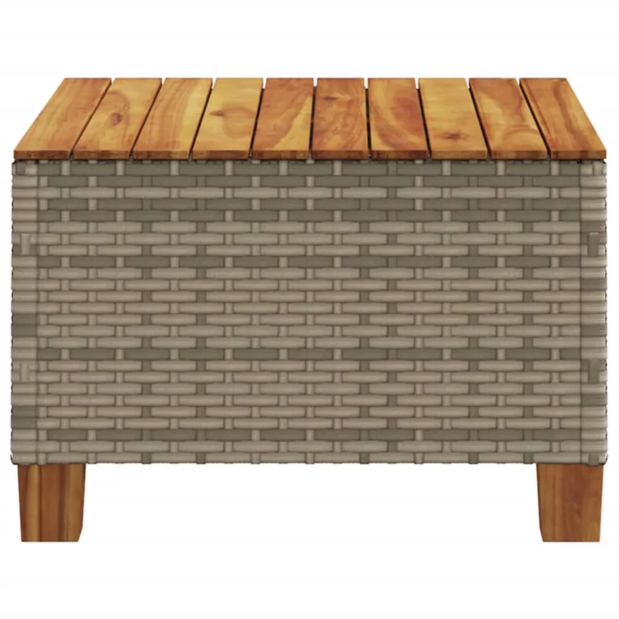 Table de jardin gris 55x55x36 cm résine tressée et bois acacia - 5