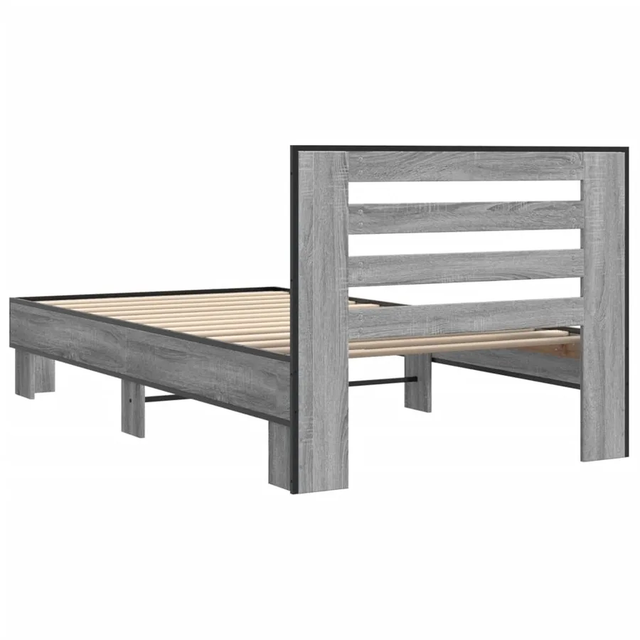 Cadre de lit sans matelas sonoma gris 75x190 cm - 6