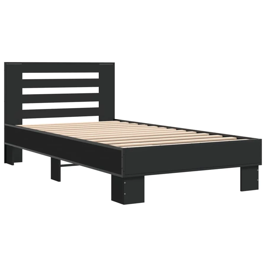 Cadre de lit sans matelas noir 75x190 cm - 3