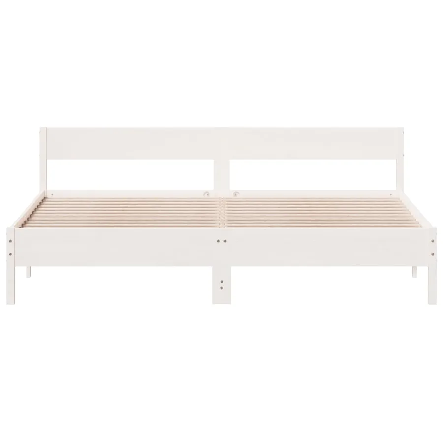 Cadre de lit et tête de lit blanc 200x200 cm bois de pin massif - 4