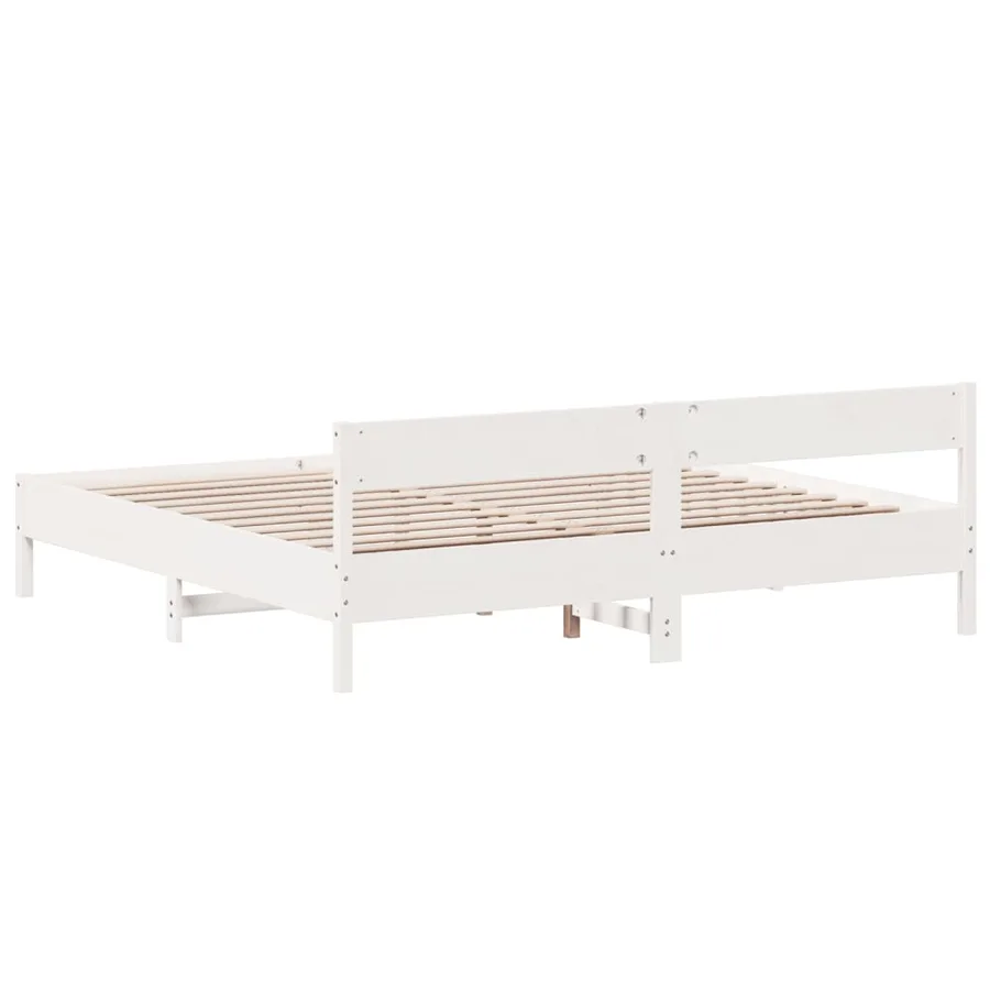 Cadre de lit et tête de lit blanc 200x200 cm bois de pin massif - 6