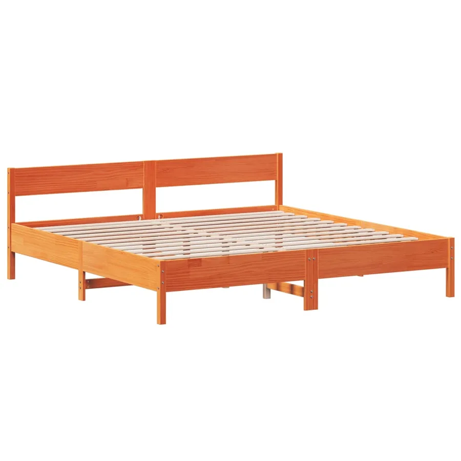 Cadre de lit sans matelas cire marron 180x200cm bois pin massif - 3