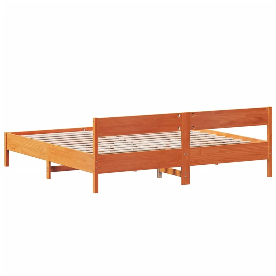 Cadre de lit sans matelas cire marron 180x200cm bois pin massif - 6