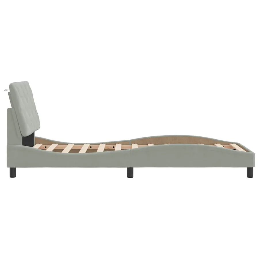 Cadre de lit sans matelas gris clair 90x190 cm velours - 6
