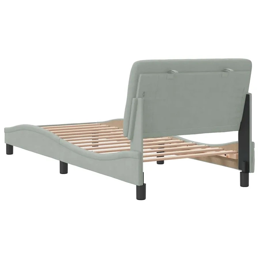 Cadre de lit sans matelas gris clair 90x190 cm velours - 7