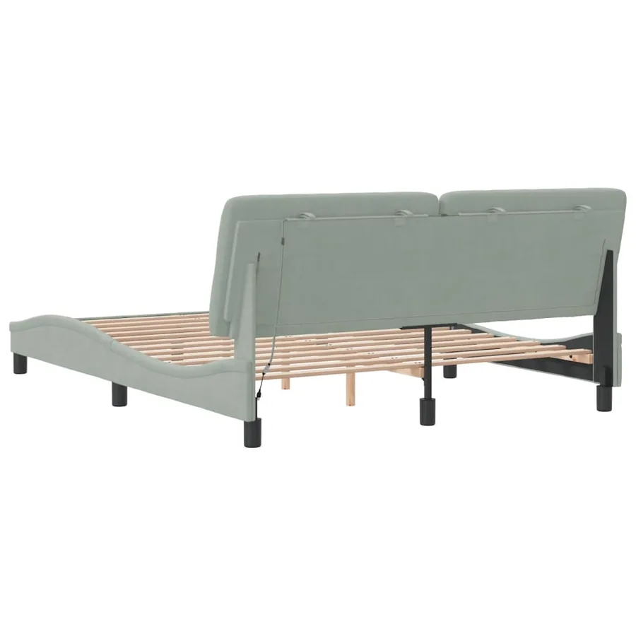 Cadre de lit avec LED sans matelas gris clair 160x200cm velours - 8