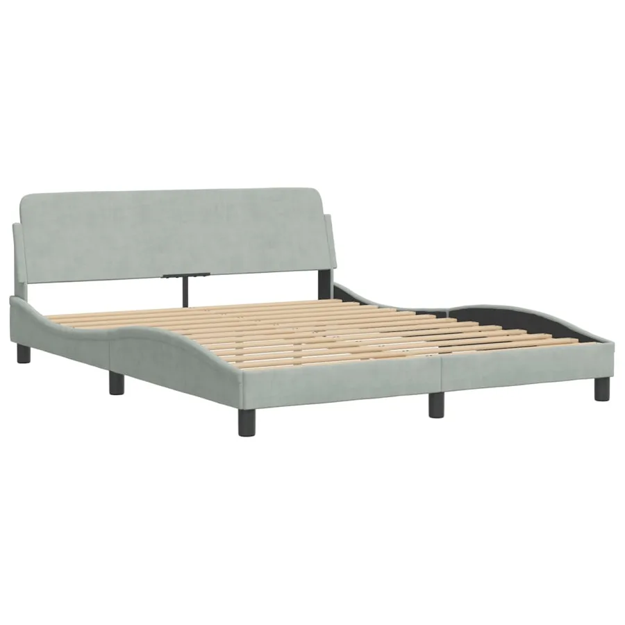 Lit avec matelas gris clair 160x200 cm velours - 4