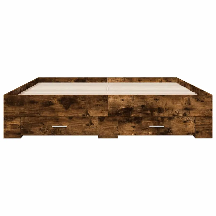 Cadre de lit avec tiroirs sans matelas chêne fumé 160x200 cm - 4