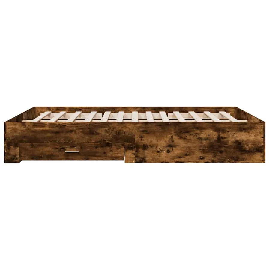 Cadre de lit avec tiroirs sans matelas chêne fumé 160x200 cm - 5