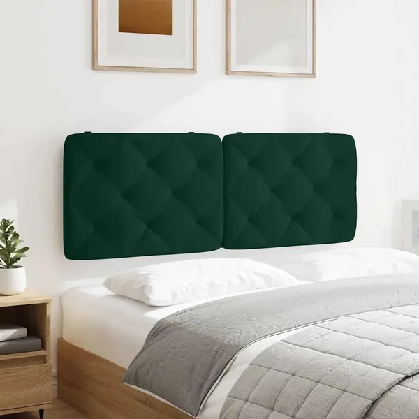 Coussin de tête de lit vert foncé 140 cm velours