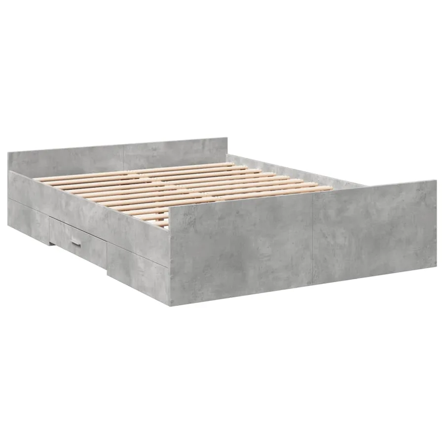 Cadre de lit avec tiroirs sans matelas gris béton 135x190 cm - 6