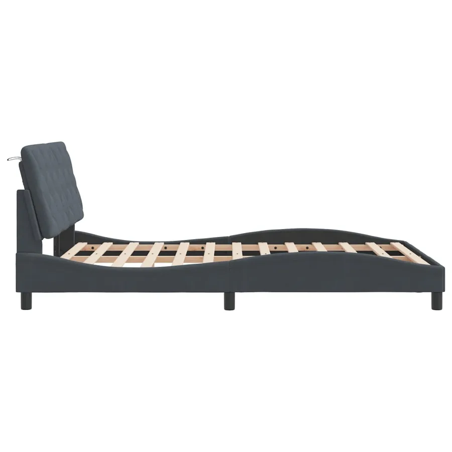 Cadre de lit avec LED sans matelas gris foncé 140x200cm velours - 7