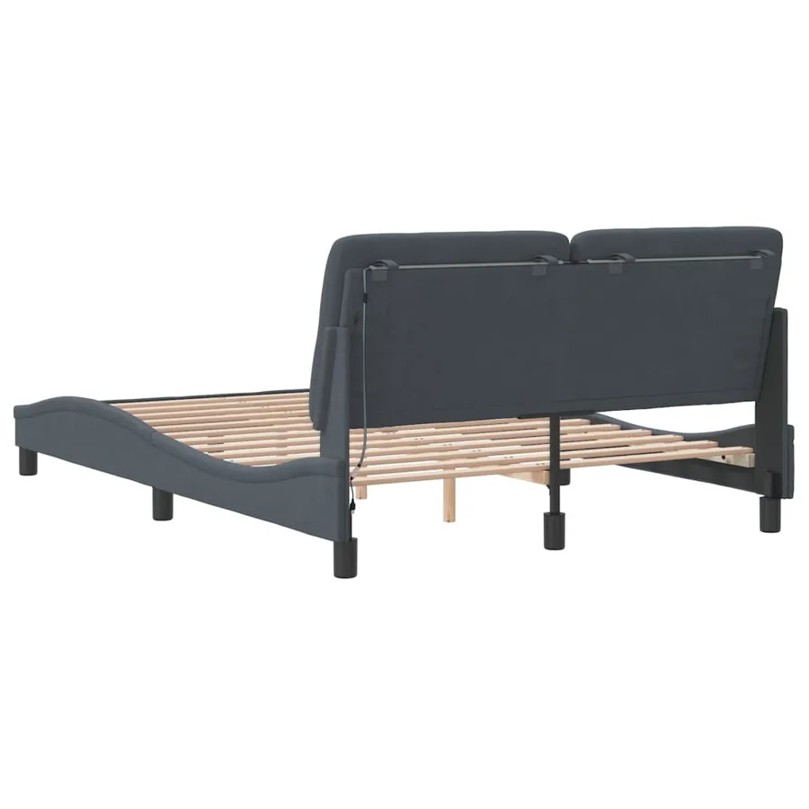 Cadre de lit avec LED sans matelas gris foncé 140x200cm velours - 8