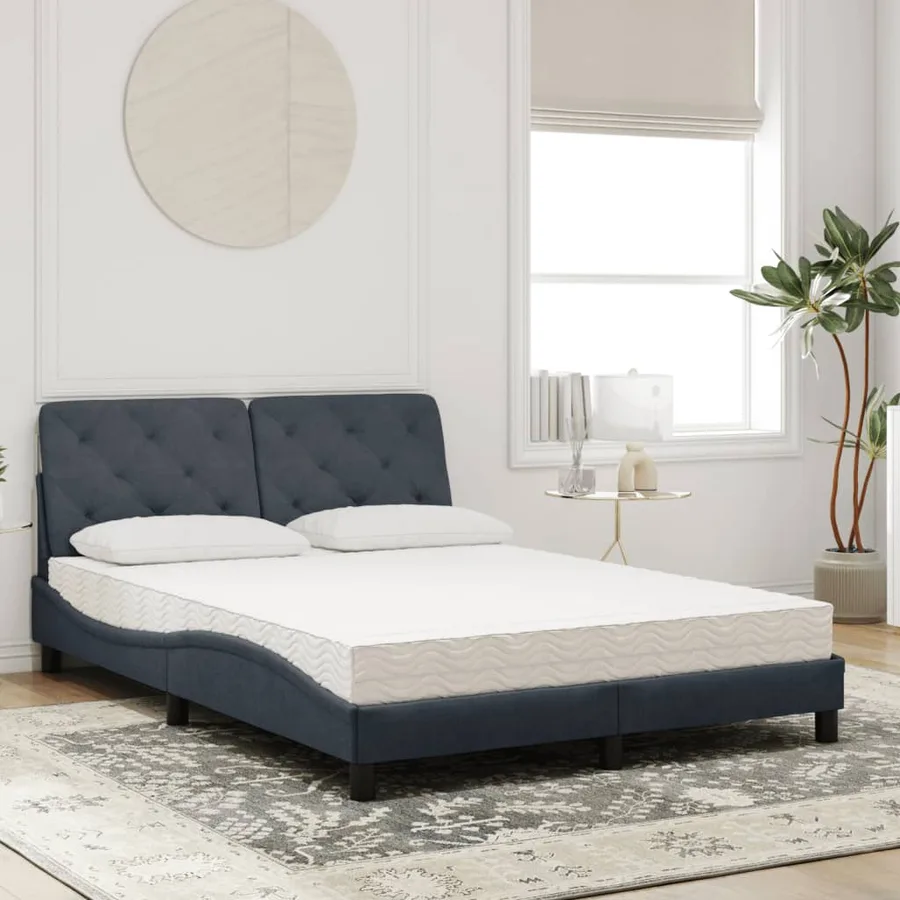 Lit avec matelas gris foncé 140x190 cm velours - 3
