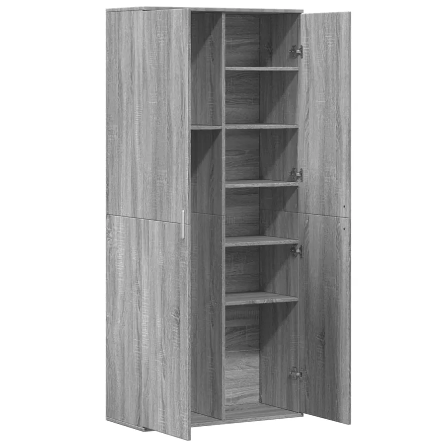Buffet haut sonoma gris 80x35x180 cm bois d'ingénierie - 6
