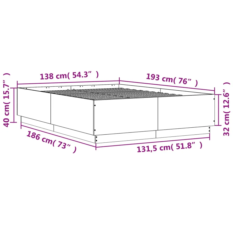 Cadre de lit avec LED sans matelas chêne sonoma 135x190 cm - 14