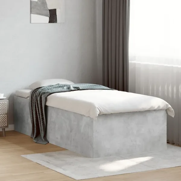 Cadre de lit sans matelas gris béton 100x200 cm