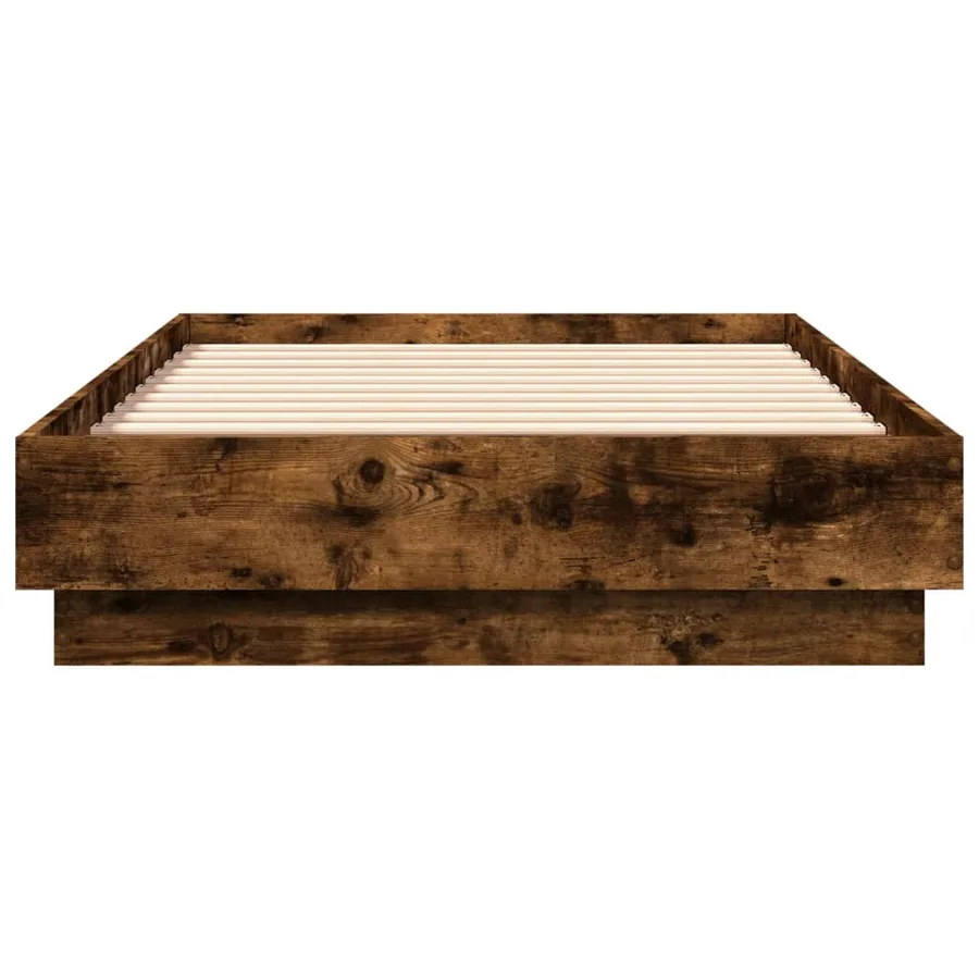 Cadre de lit sans matelas chêne fumé 75x190cm bois d'ingénierie - 4