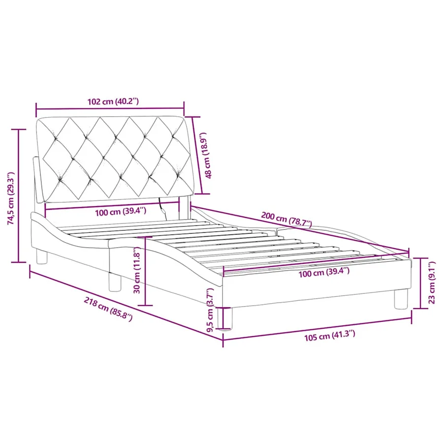 Cadre de lit avec LED sans matelas vert foncé 100x200cm velours - 15