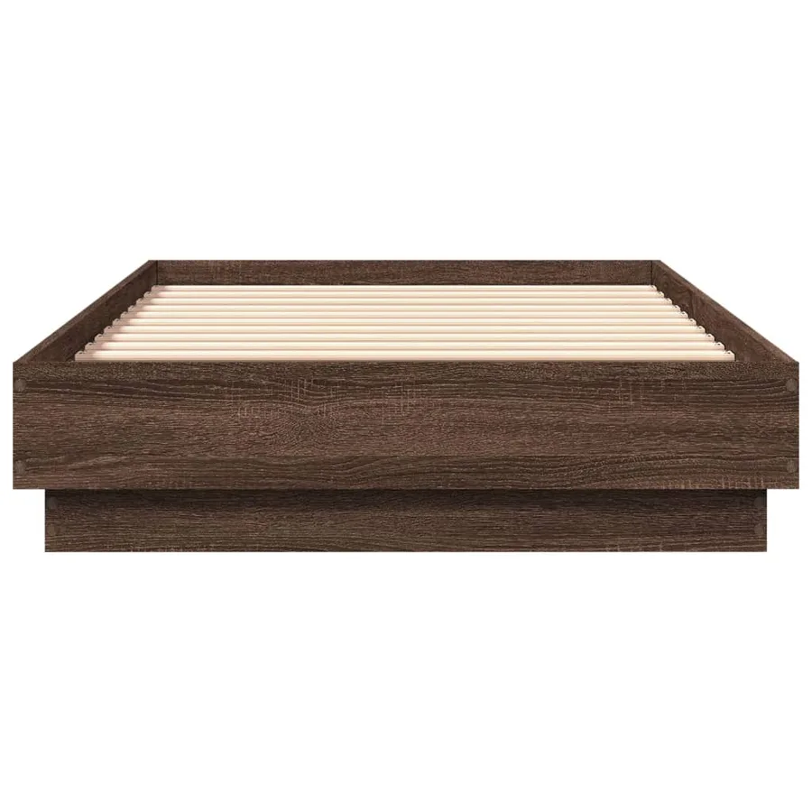 Cadre de lit sans matelas chêne marron 75x190cm bois ingénierie - 4