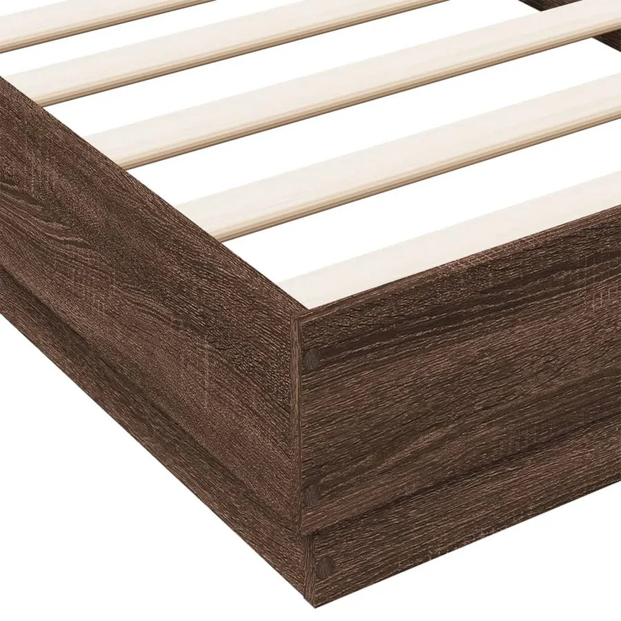 Cadre de lit sans matelas chêne marron 75x190cm bois ingénierie - 7