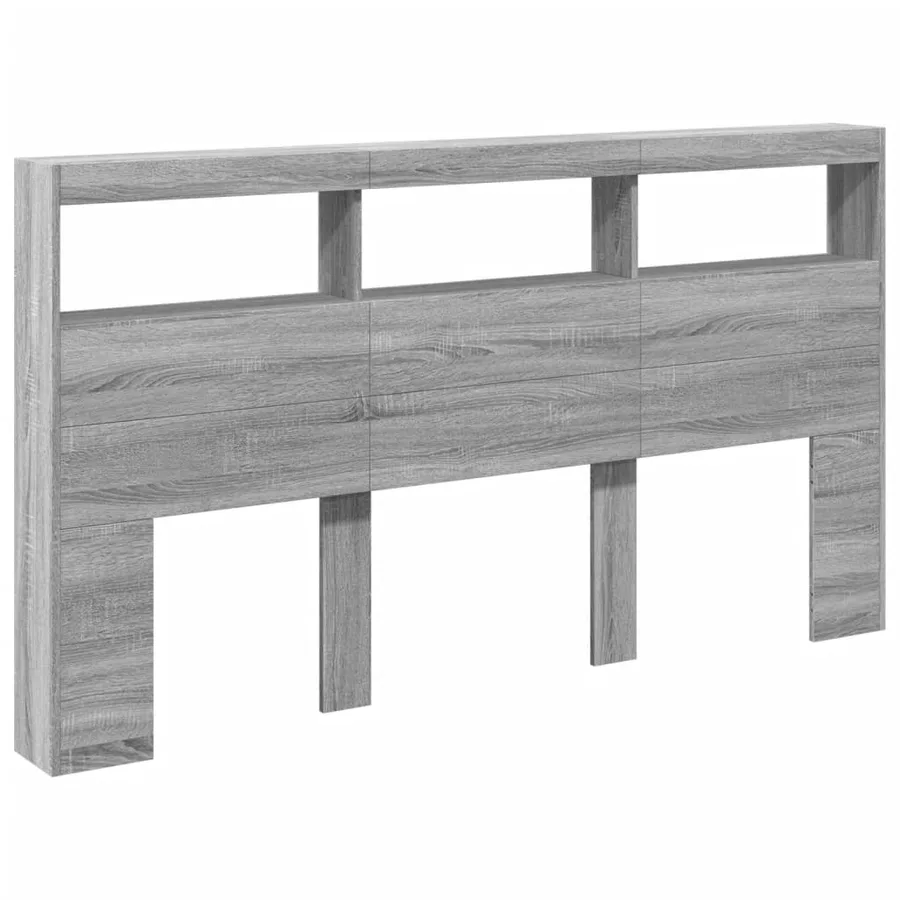Armoire tête de lit avec LED sonoma gris 180x17x102 cm - 3