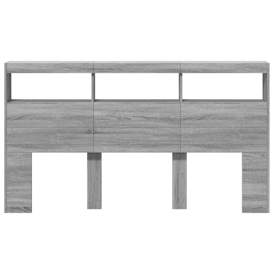 Armoire tête de lit avec LED sonoma gris 180x17x102 cm - 6