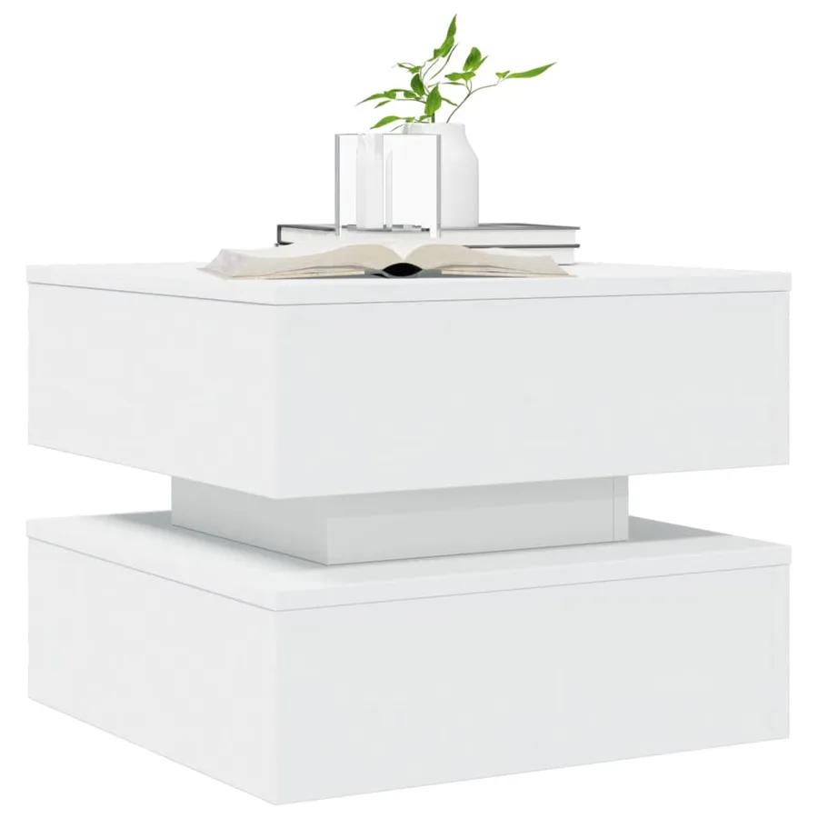 Table basse avec lumières LED blanc 50x50x40 cm - 6