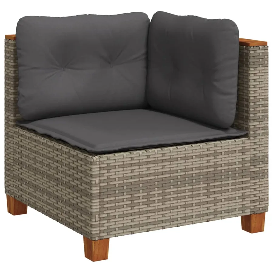 Salon de jardin 11 pcs avec coussins gris résine tressée - 3