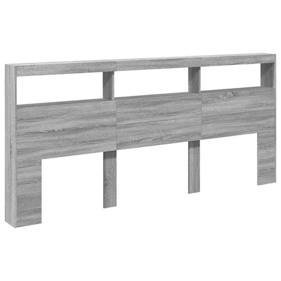 Armoire tête de lit avec LED sonoma gris 220x17x102 cm - 3