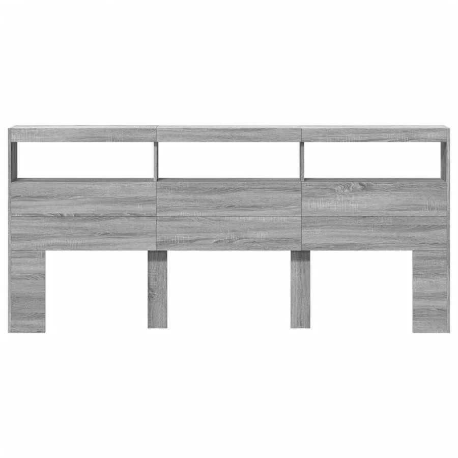 Armoire tête de lit avec LED sonoma gris 220x17x102 cm - 6