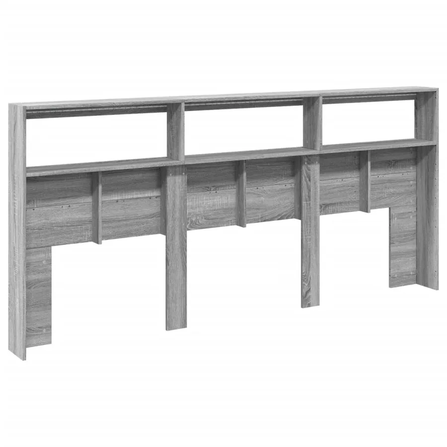 Armoire tête de lit avec LED sonoma gris 220x17x102 cm - 8