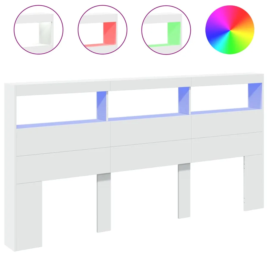 Armoire tête de lit avec LED blanc 200x17x102 cm - 2