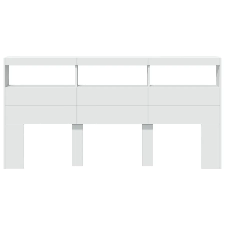 Armoire tête de lit avec LED blanc 200x17x102 cm - 4