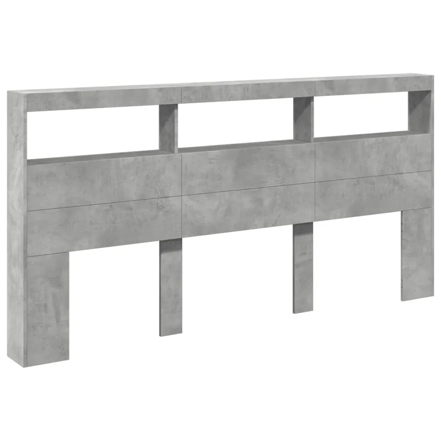 Armoire tête de lit avec LED gris béton 200x17x102 cm - 3