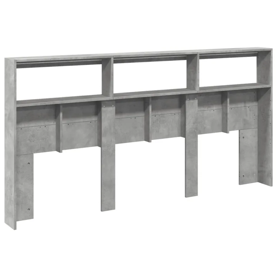 Armoire tête de lit avec LED gris béton 200x17x102 cm - 8