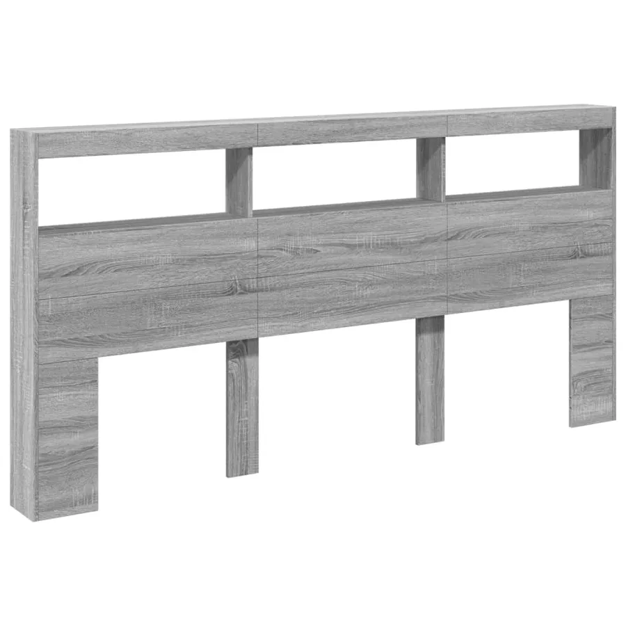 Armoire tête de lit avec LED sonoma gris 200x17x102 cm - 3