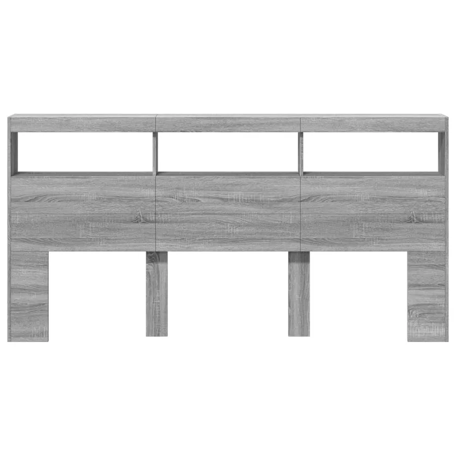 Armoire tête de lit avec LED sonoma gris 200x17x102 cm - 6