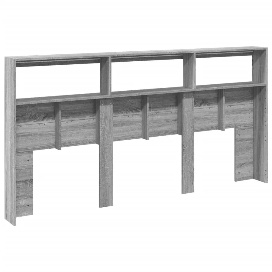 Armoire tête de lit avec LED sonoma gris 200x17x102 cm - 8
