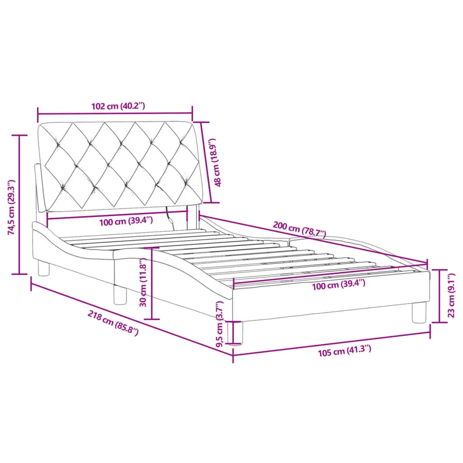 Cadre de lit avec LED sans matelas rose 100x200 cm velours - 15
