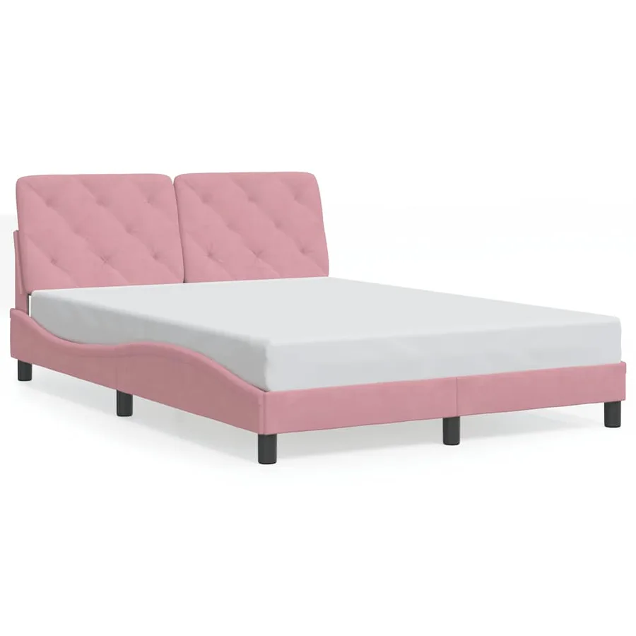 Cadre de lit sans matelas rose 140x200 cm velours - 2