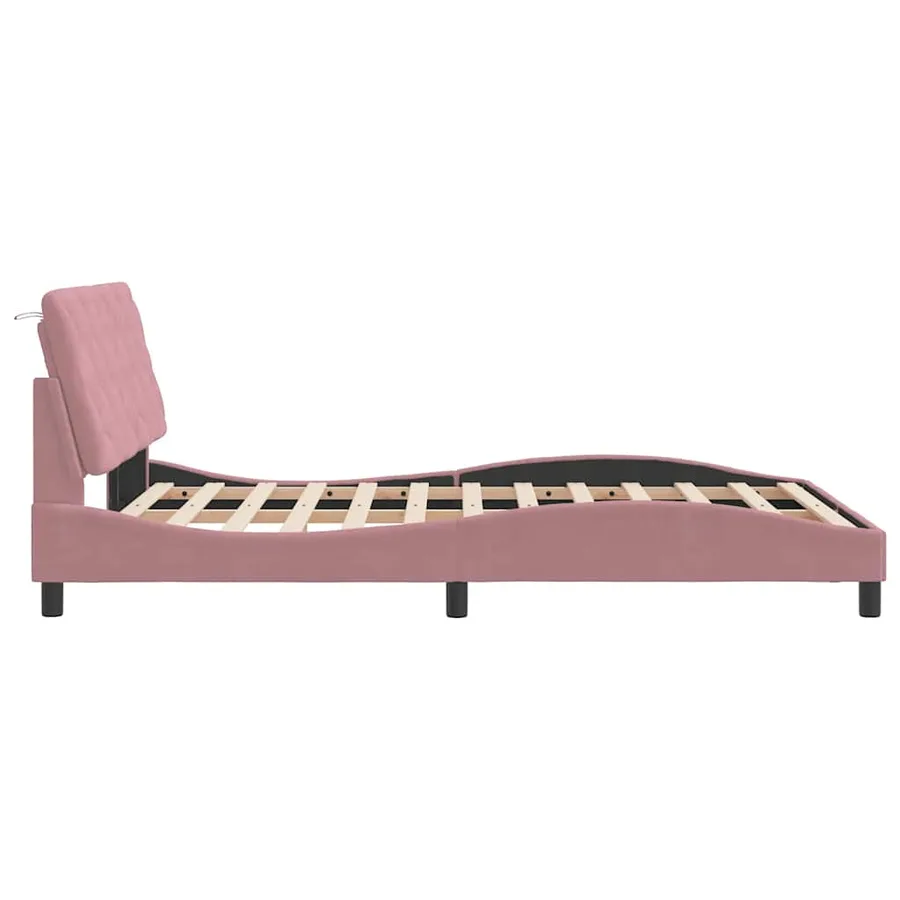 Cadre de lit sans matelas rose 140x200 cm velours - 6