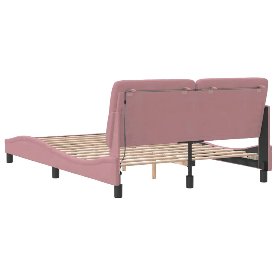 Cadre de lit avec LED sans matelas rose 140x190cm velours - 8