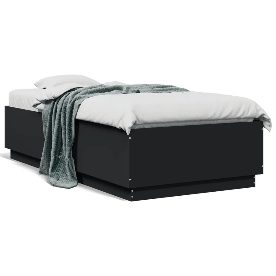 Cadre de lit sans matelas noir 90x190 cm - 2
